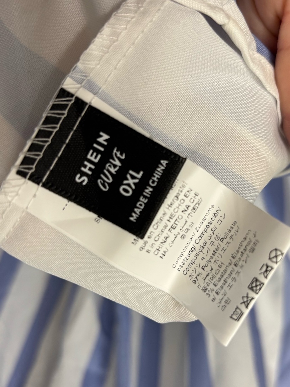 Shein Curve Blue & White Striped Square Neck Puff Sleeve Midi Dress Plus Size 0X - Picture 8 of 8